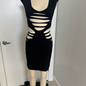 Stylish Black Cut-Out Dress
